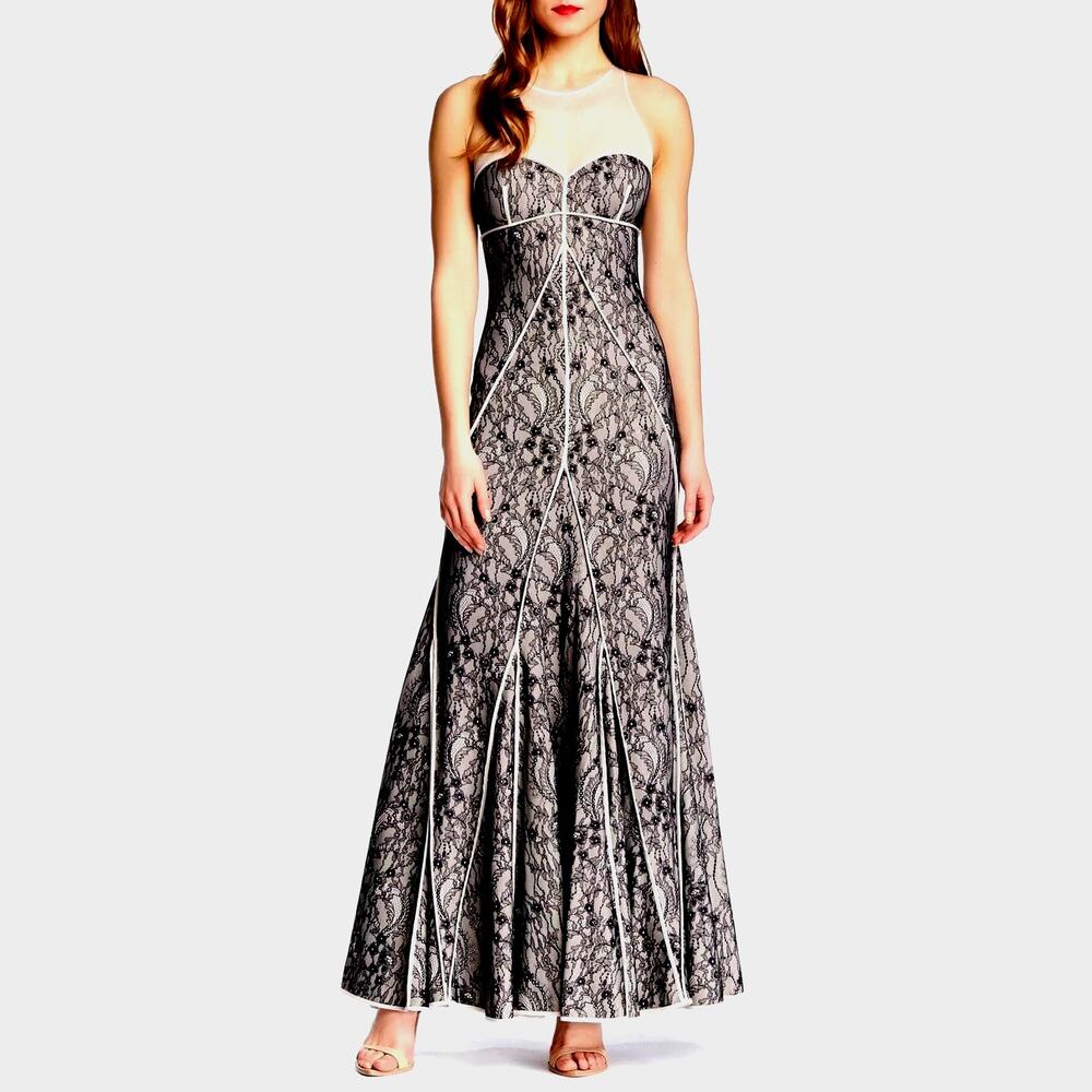 Halston Heritage Sleeveless Lace formal evening Gown size XS NWT MSRP: $695